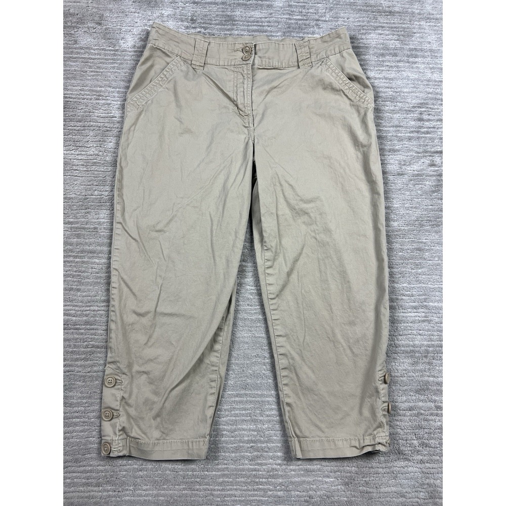 Kim Rogers Pants Womens 12 Beige Capri Cotton Blend Cropped Outdoor